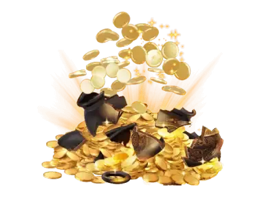 Exploding pot of gold coins